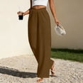 thumbnail image 6 of Linen Palazzo Pants for Women High Waisted V-Cross Trousers Loose Fit Wide Leg Slacks Soft Flowy Long Trousers Business Casual Wear, 6 of 6