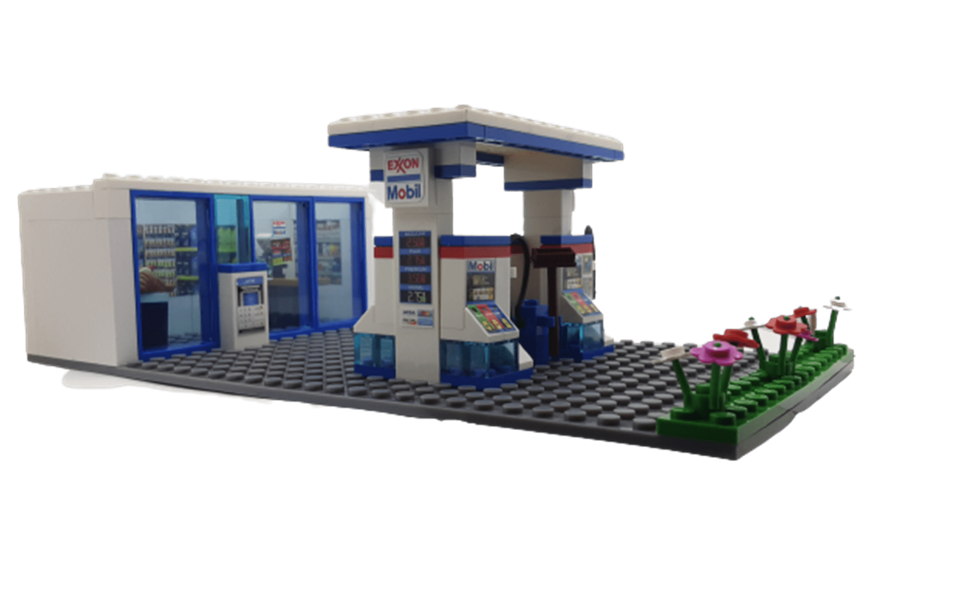 Building Bricks Toys City Town Village MOC Gas Station with convenience