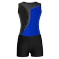 thumbnail image 3 of TSSOE Kids Girls Shiny Rhinestones One Piece Dance Leotard with Booty Shorts Gymnastics Ballet Exercise Suits Royal Blue&Black 10, 3 of 7