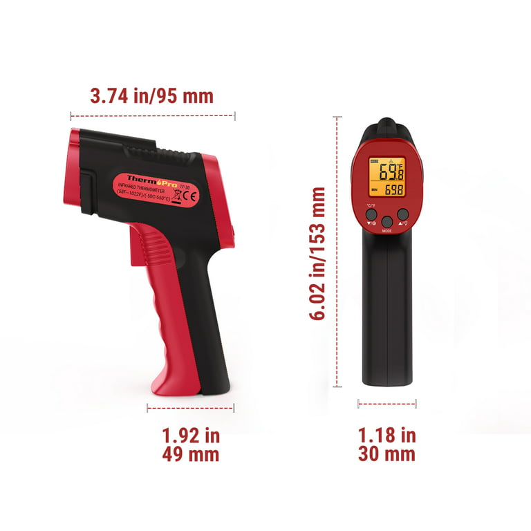 Rechargeable Infrared Thermometer Gun for Cooking -58℉~1022℉| Inkbird  Colorful Display Digital Laser Temperature Gun for Pizza Oven Grill Kitchen  Home