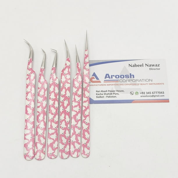 Pinzas de pestañas recubiertas de papel de acero inoxidable sólido al por mayor para pinzas de artista de pestañas para extensión de pestañas logotipo personalizado