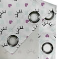 thumbnail image 4 of Ambesonne Eyelash Grommet Curtain, Winking Eyes Hearts, 50" x 72", Fuchsia Pale Blue Black, 4 of 6