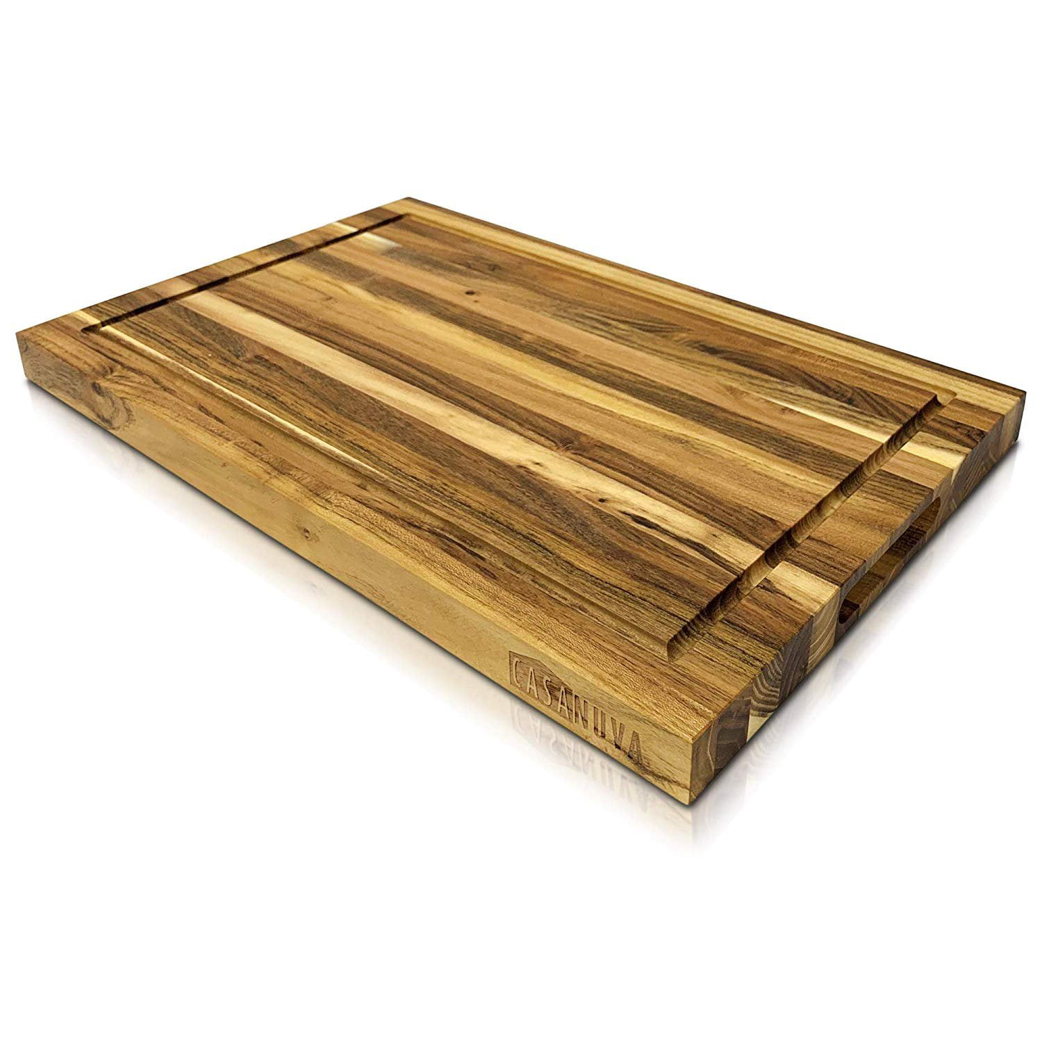 Extra Large Reversible Teak Wood Cutting Board 18x12x1.25 Butcher Block With...
