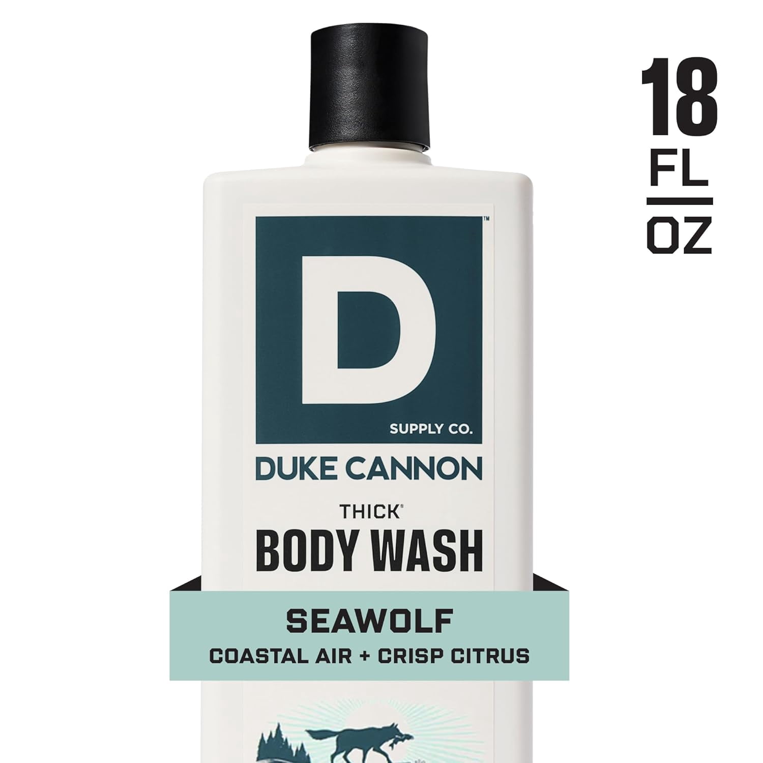 (6 pack) Duke Cannon Supply Co. Thick High Viscosity Body Wash – 3X Thicker, Plant-Based, Mineral-Enriched for Men – Shower Gel – Men’s Body Scrub – Seawolf (18 oz)