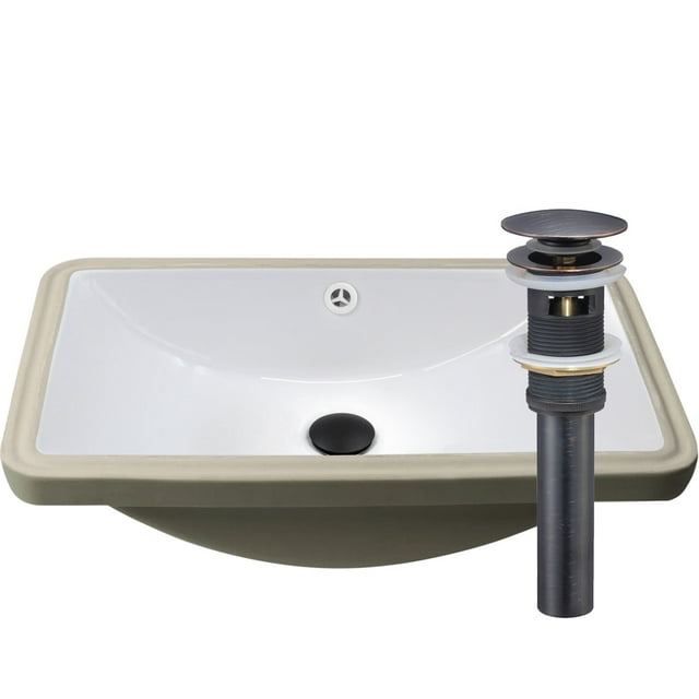 Novatto NP-U213907ORB Rectangular Undermount White Porcelain Sink Overflow Drain Set, Oil-Rubbed Bronze