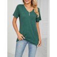 thumbnail image 6 of Cuteduck Women's Short Sleeve V-Neck T-Shirt – Button Front, Loose Fit Solid Color Soft Summer Top – Casual Everyday Essential S-2X, 6 of 6