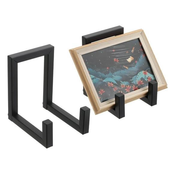 Uxcell 2 Pcs Picture Frame Stand, 6 Inch Metal Plates Stands Plate Display Stand Easel Frame Plate Holder for Picture, Decorative Plate, Book, Platter, Photo Easel, Black