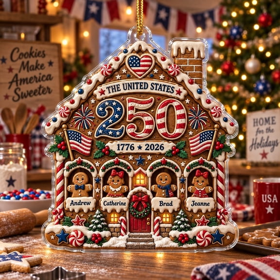 Personalized Christmas Ornament American 250th Gingerbread House