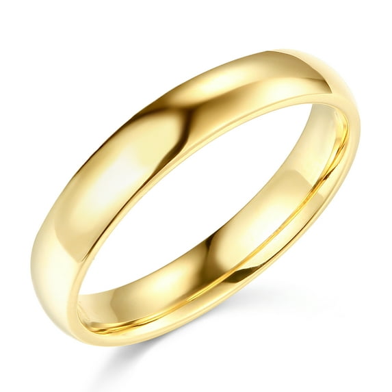Wellingsale 14k Yellow Gold Solid 4mm Heavy Ultra Comfort Fit Traditional Wedding Band Ring - Size 4