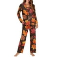 thumbnail image 2 of Garronmavis Maple Leaves Womens Pajamas Sets Loungewear Cozy Notch Collar Top and Pants Sleep Set Classic Button Down Pjs Soft Casual Lounge Sets, 2 of 7