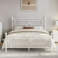 thumbnail image 2 of Sha Cerlin White Queen Size Metal Platform Bed Frame with Victorian Vintage Headboard, 2 of 9