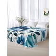 thumbnail image 6 of Full Flat Sheet 81"x96", Abstract Floral Soft Lightweight Bedding Flat Sheets Only, Blue Flowers Retro Country Watercolor Brushed Microfiber Top Bed Sheet, Breathable StainResistant Bedsheets, 6 of 9