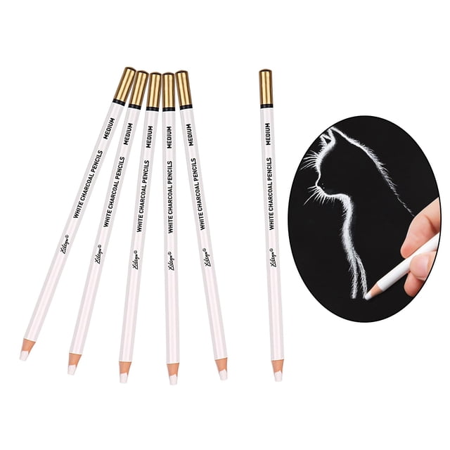 Lápices de carbón brillante, suave y mediano, de , negrita, 4 mm, resaltado, 6 piezas, lápices blanca para suministros , BLESIY Lápices de carbón blanco