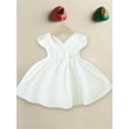 thumbnail image 5 of Kids Little Girl Cotton Linen Dress 12 24 Months 2T 3T 4T 5T Solid Color Ruffle Trim A-line Princess Tank Dresses Casual Summer Clothes, 5 of 9