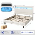 thumbnail image 6 of ANPOO King Size LED Corduroy Bed Frame with Charging Station, Wingback Platform Bed Frame with 55" Headboard, Upholstered Bed Frame No Box Spring Needed/Noise Free, 6 of 8