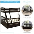 thumbnail image 3 of Harper & Bright Designs Solid Wood Twin Over Full Bunk Bed with Two Storage Drawer, Removable Ladder and Safety Guardrail for Kids, Teens, Adults, Convertible to 2 Separated beds, 3 of 8