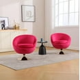 thumbnail image 2 of Modern Swivel Barrel Chair, Velvet Accent Chair Set of 2, 360 Swivel Round Cuddle Chair, Upholstered Armchair for Living Room, Bedroom, Hotel, Studio, Bar, Salon, Hot Pink, 2 of 12