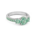 thumbnail image 2 of Three Stone 0.92 Cts Emerald Rare Cut 925 Sterling Silver Accent Women Valentines Day Gifts Ring, 2 of 3