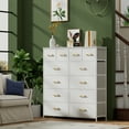 thumbnail image 4 of YILQQPER 12 Drawer Fabric Dresser Accent White Dresser Chest Storage Organizer for Bedroom with WoodBoard and Artificial Leather for Living Room, Hallway, Entryway, Closet, Nursery, Kids Bedroom, 4 of 7