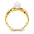 thumbnail image 2 of 14K Yellow Gold Ring Band Pearl Diamond Round Freshwater, 2 of 5