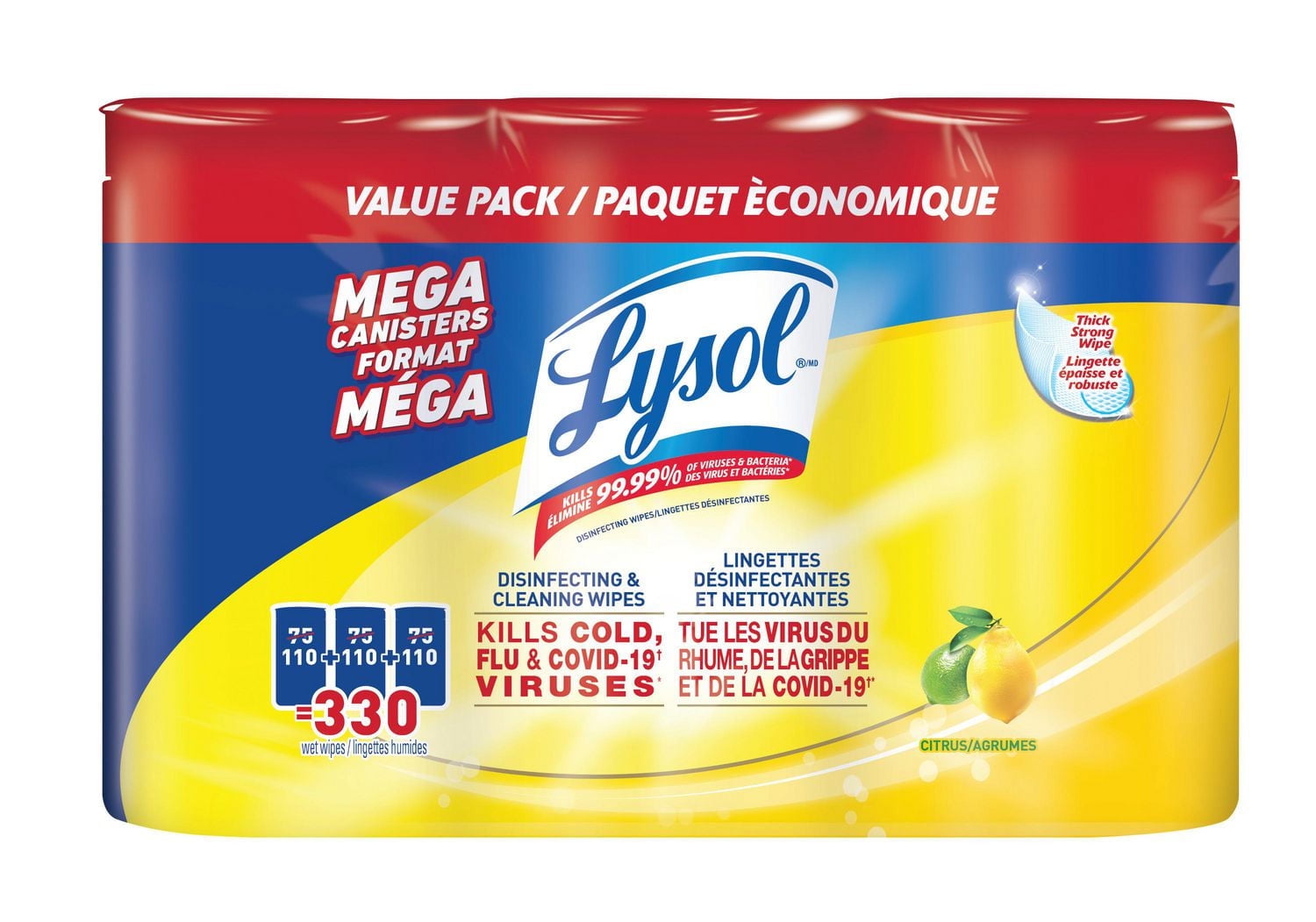 Lysol Disinfecting Wipes, Citrus, 3x110