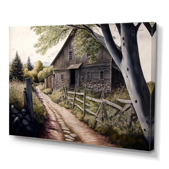 Designart Charming Cabin And Path II Canvas Wall Art