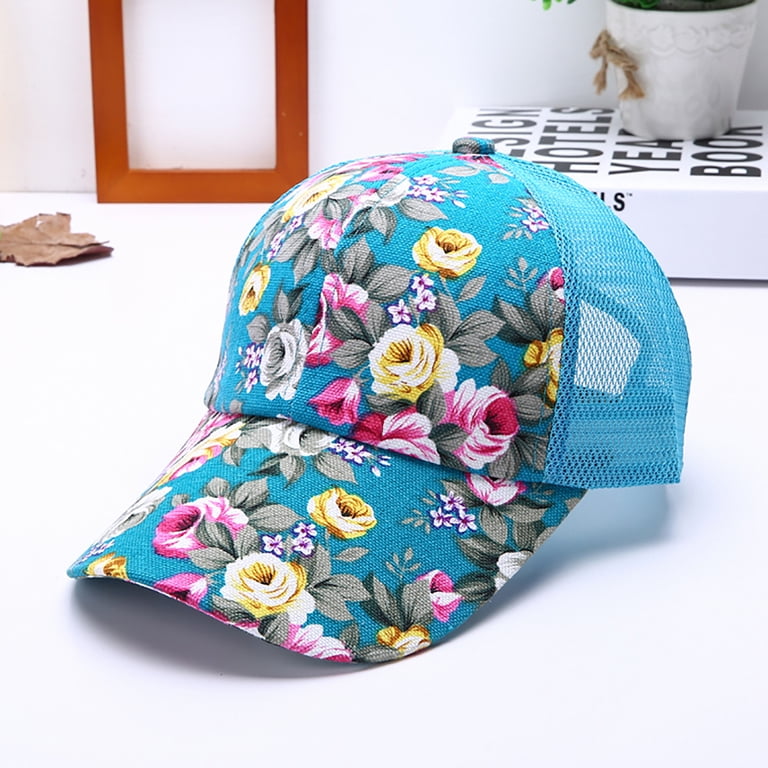 Womens Floral Print Trucker Hat - Breathable Mesh Back  display picture 1