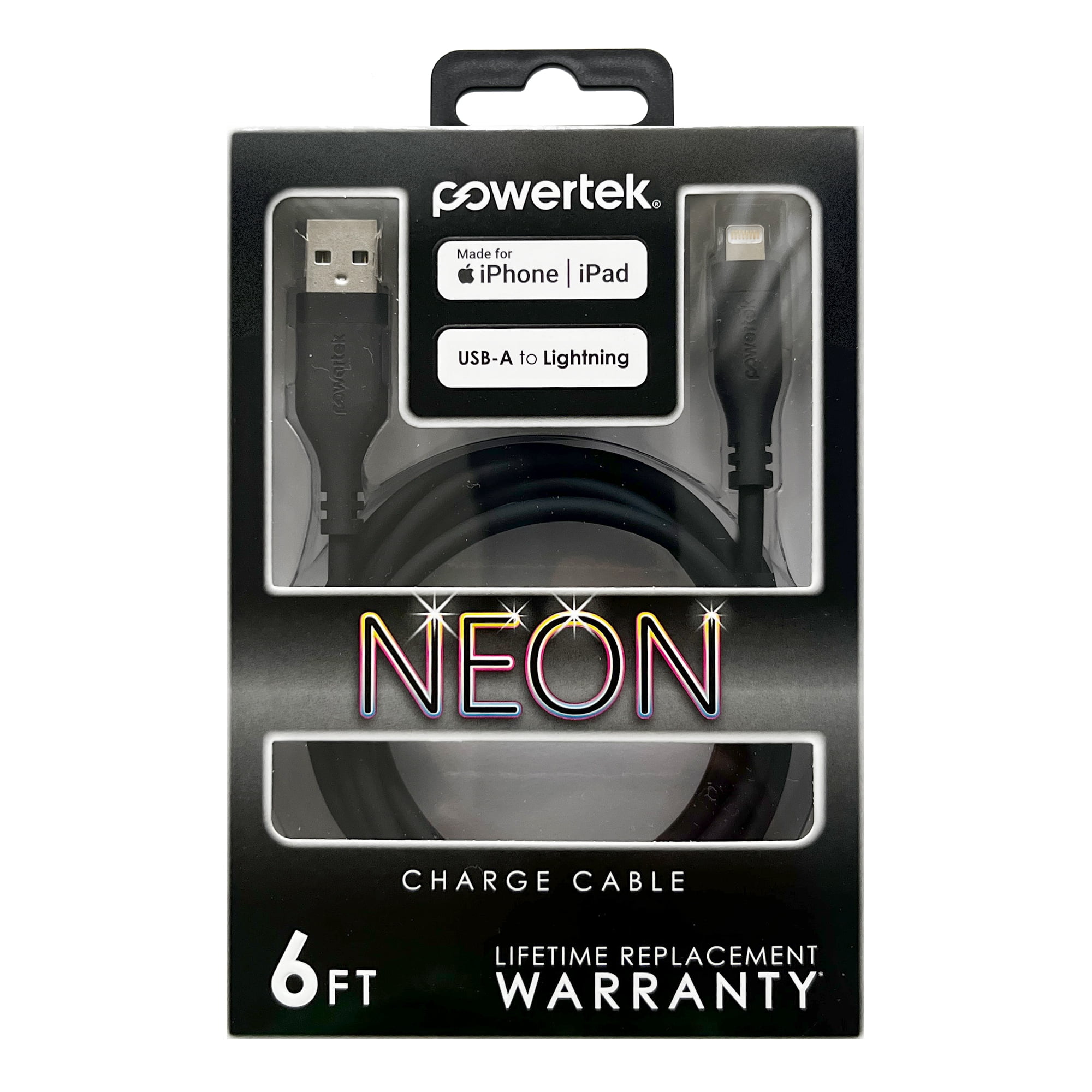 Liquipel Powertek Neon USB-A to Lightning - Black
