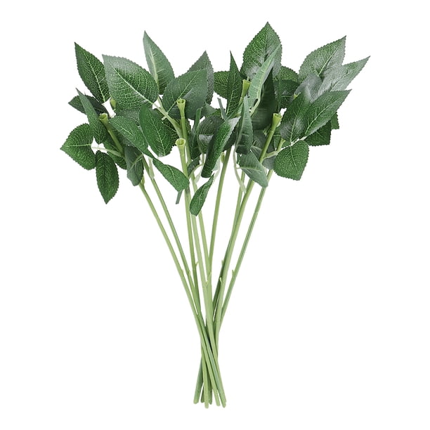 OUNONA - 10 tallos de alambre floral con hojas, alambre para manualidades, alambre para arreglos florales, tallos de rosas artificiales (verde)