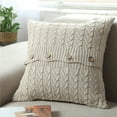 thumbnail image 2 of Cable Knit Soft Square Pillow Case Sofa Waist Throw Cushion Cover Home Decor, 2 of 8
