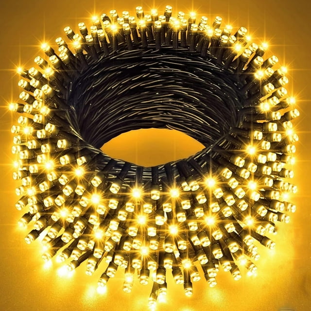 Luces de Navidad exteriores de 30 m con 300 LED blancas cálidas, enchufables y adecuadas para decoraciones diversas.