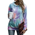 thumbnail image 5 of TWZH Women Tie Dye Printed Hooded Pullover Long Sleeved Loose Pocket Hoodies Tops, 5 of 6