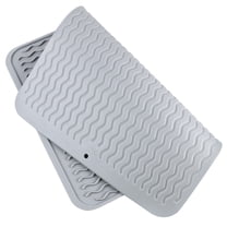 SEWCHICS Light Grey Silicone Dish Drying Mat 18x24 Inches Multipurpose Kitchen Drain Pad for Dishes and Utensils