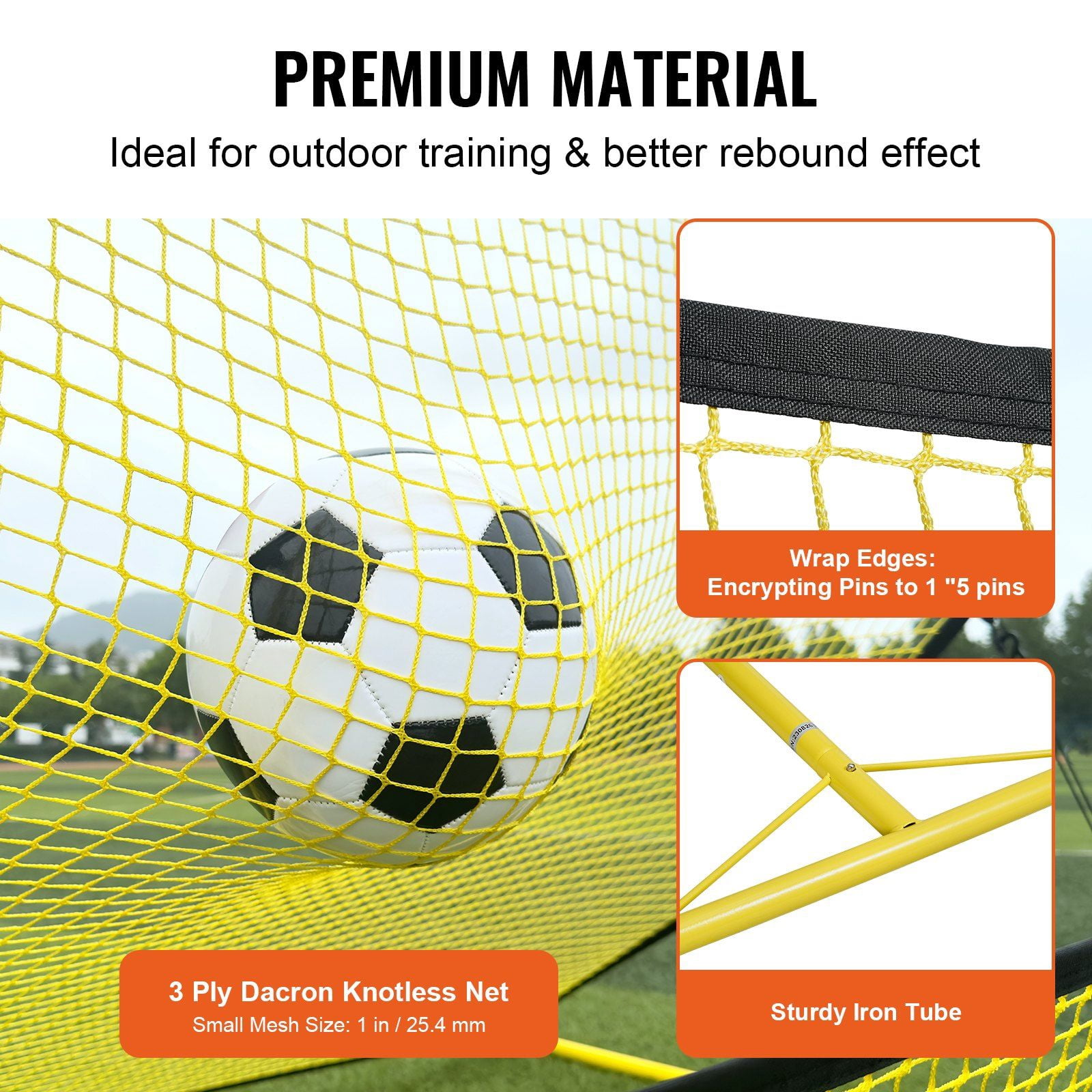 71"x40" Soccer Practice Rebounder Net, Durable Iron Football Trainer – 2-in-1 Portable Design for Passing, Volley & Solo Drills
