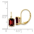 thumbnail image 2 of Real 14kt Yellow Gold 7x5mm Emerald Cut Garnet Leverback Earrings; for Adults and Teens; for Women and Men, 2 of 2