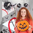 thumbnail image 2 of Diadema de Halloween con purpurina plateada y lentejuelas de calavera, cinta para el pelo con oropel de aluminio para fiesta de Halloween, 2 of 5