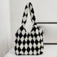thumbnail image 1 of Bolso esponjoso para mujer, bolso Hobo sencillo de gran capacidad, bolso de invierno para niñas con entramado de diamantes, 1 of 4