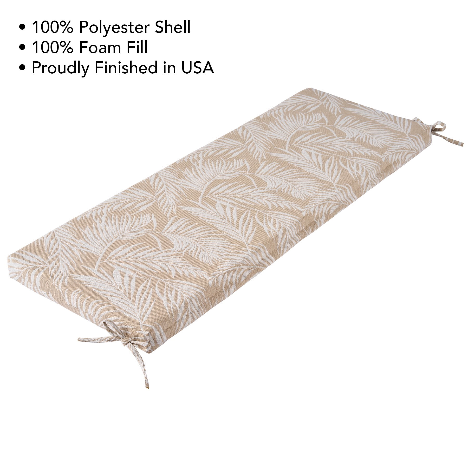 Better Homes & Gardens 48" x 18" Premium Outdoor Bench Seat Cushion, 1-Piece, Palm Tan