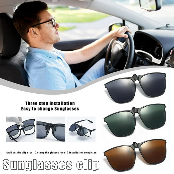 Polarized Clip-On Flip Up Clip, Sunglasses UV Protection Sun Glasses for Driving