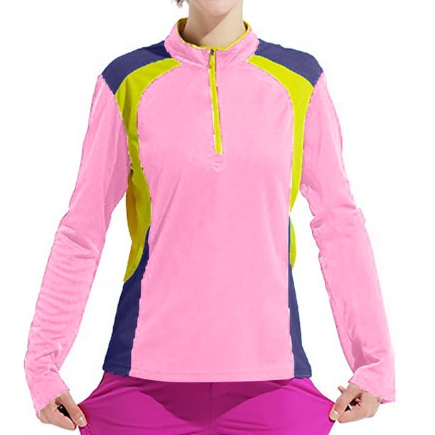 MHFRRA Camiseta de Manga Larga con Protección Solar para Mujer, Ligera, de Secado Rápido, para deportes Al Aire Libre, Senderismo y Montañismo. Rosa