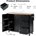thumbnail image 4 of Farmhouse Kitchen Island with Power Outlet, Drop Leaf, Spice Rack and Drawer,Rolling Kitchen Cart on Wheels,Kitchen Storage Island for Home Dining Room (Black), 4 of 9