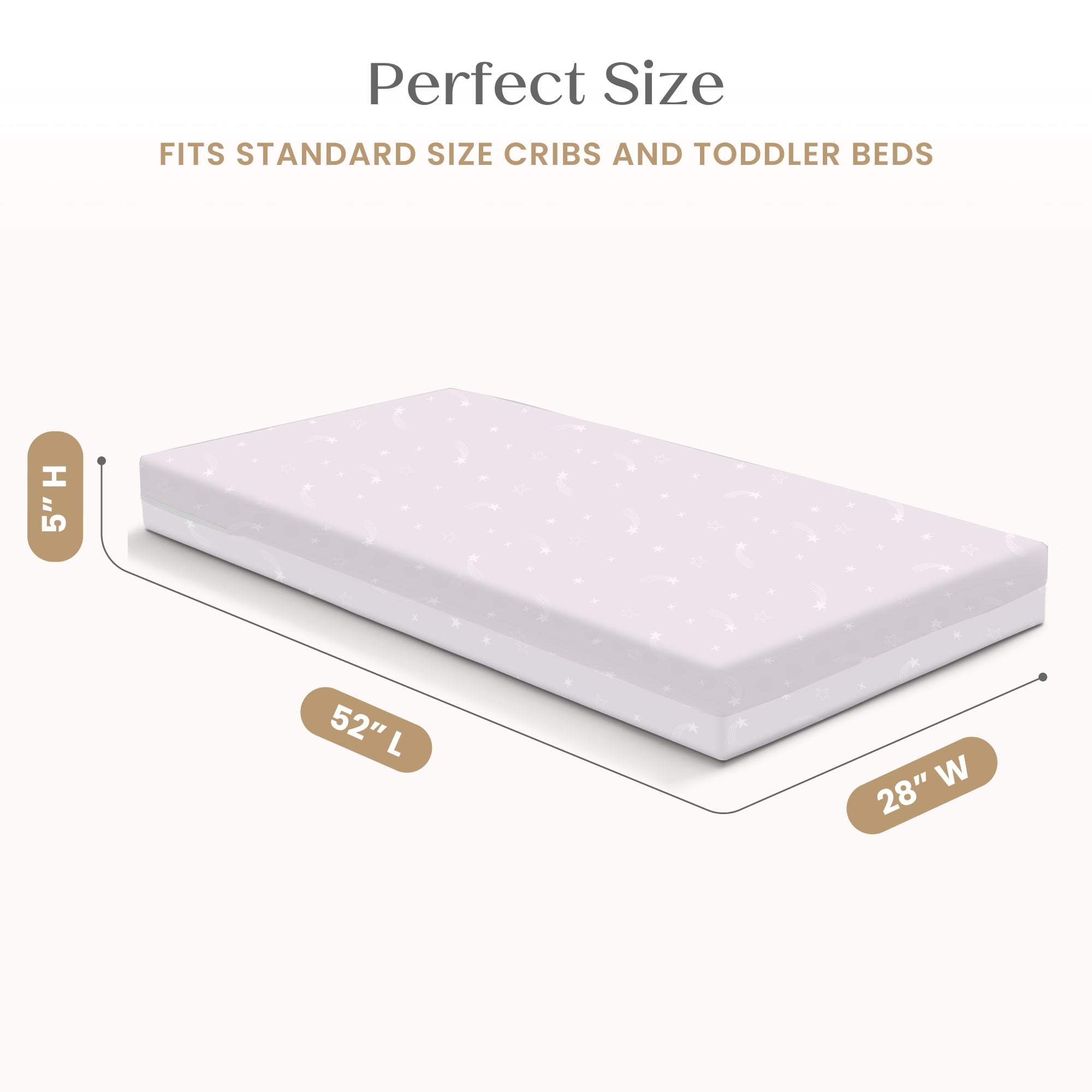 Delta Children Refresh 2-Stage Crib and Toddler Mattress - Breathable Cover and Core - Machine Washable - GREENGUARD Gold – Waterproof - Sustainably Sourced Core, Pink