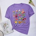 thumbnail image 4 of Blusas de Verano de las Mujeres Flor Impresa Cuello Redondo Manga Corta Superior, Verano Superior de las Mujeres, 4 of 4