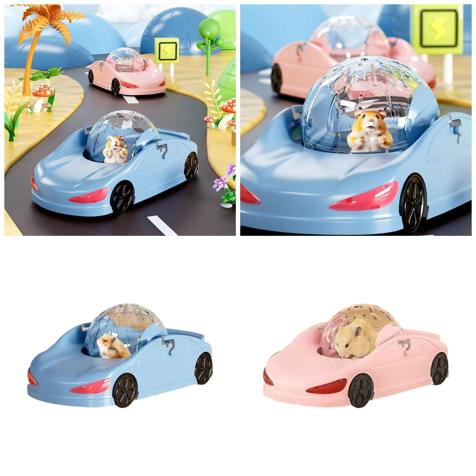 Hamster Activity Car Toy Exercise Fitness Wheel Clear Running Vehicle for Small Pet Hamsters Ferrets and