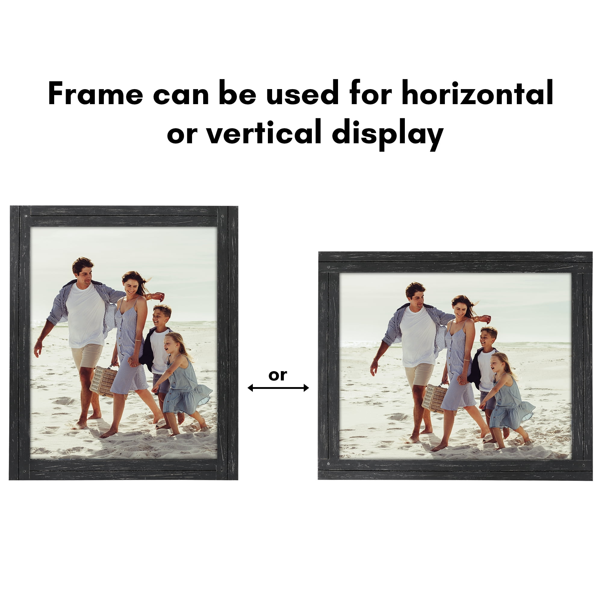 Americanflat 16x20 Picture Frame with Polished Plexiglass Hampton Collection Distressed Wall - Charcoal Black