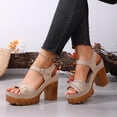 thumbnail image 6 of Viluyesy Womens Block Heeled Sandals, Slingback Open Toe Adjustable Strap Fashion Dressy Platform Shoes Khaki US7.5, 6 of 9