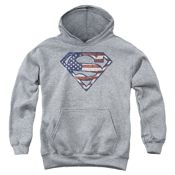 Superman - Wartorn Flag - Youth Hooded Sweatshirt - X-Large