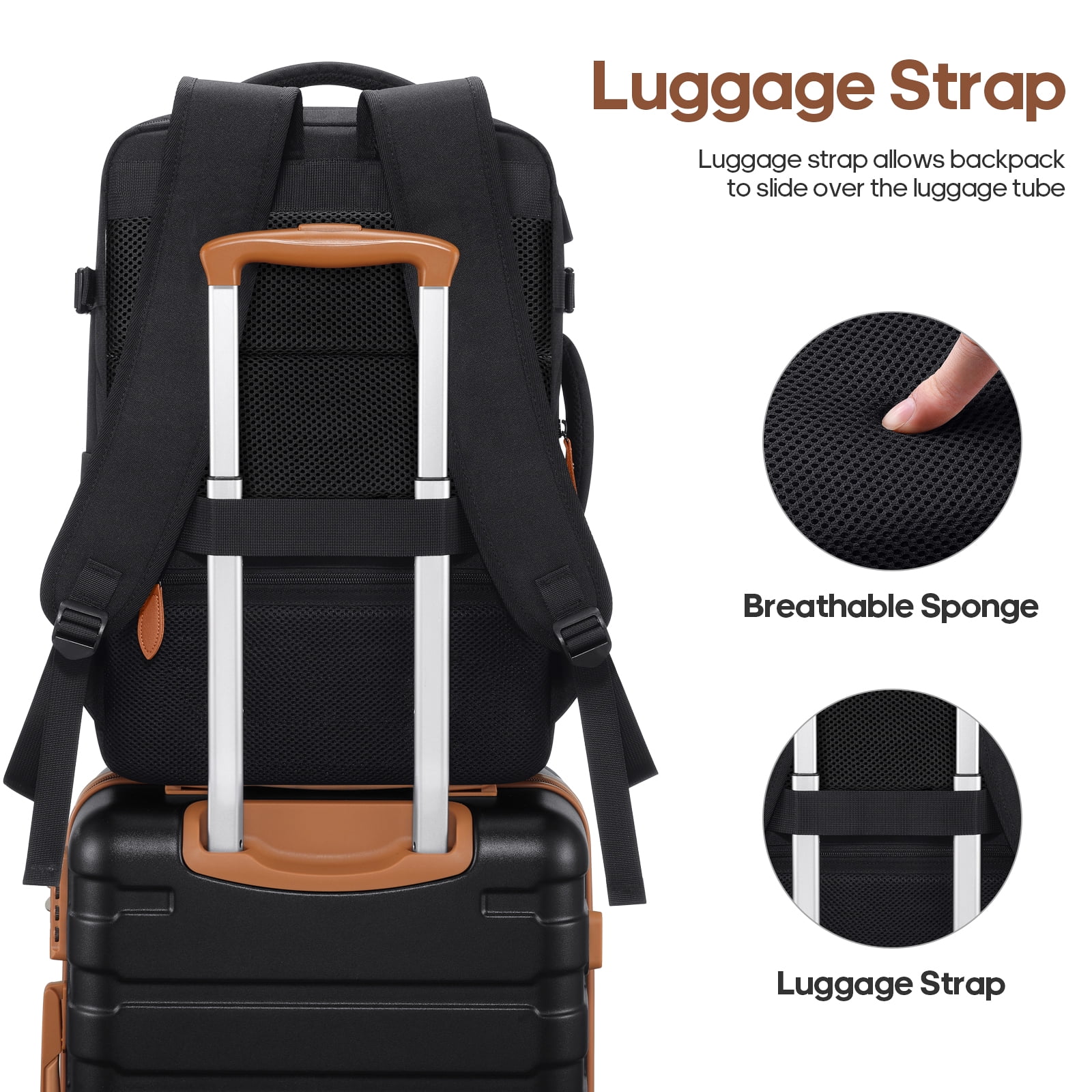 MIUSSE Carry on Luggage Set 3 Piece Hard Shell Luggage Sets with YKK Zipper Spinner Wheels TSA Lock Carry on with Backpack Set