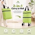 thumbnail image 4 of 2-in-1 Foldable Rolling Shopping Tote, Collapsible Grocery Cart with Wheels, 50L Large Capacity Reusable Shopping Bag with Adjustable Handle for Grocery, Laundry, Travel, Market, 1PC Red, 4 of 7