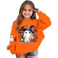 thumbnail image 2 of Tfken Girls Halloween Sweatshirt Ghost Pumpkin Graphic Print Pullover Crew Neck Long Sleeve Fall Winter Soft Comfortable Casual Wear Festival Party Tops Size,3-10 Years Orange, 2 of 4